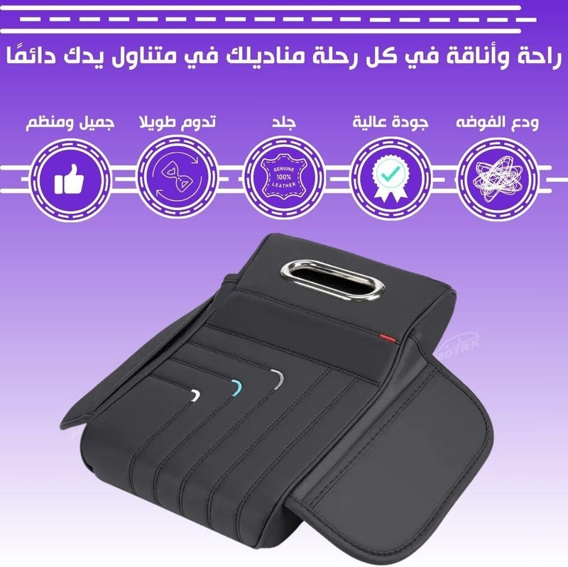 MUTURQ Car Armrest Cushion, Comfortable Car Armrest with Premium Leather Cushion and Tissue Box - Suitable for All Cars, Car Armrest Cushion for Interior Comfort and Luxury (Black M-01) - Image 2