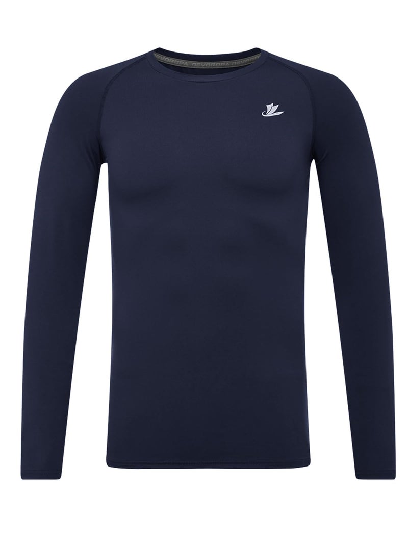 DEVOROPA Youth Boys Compression Shirt Long Sleeve Football Baseball Undershirt Quick Dry Sports Baselayer Navy S - Image 1