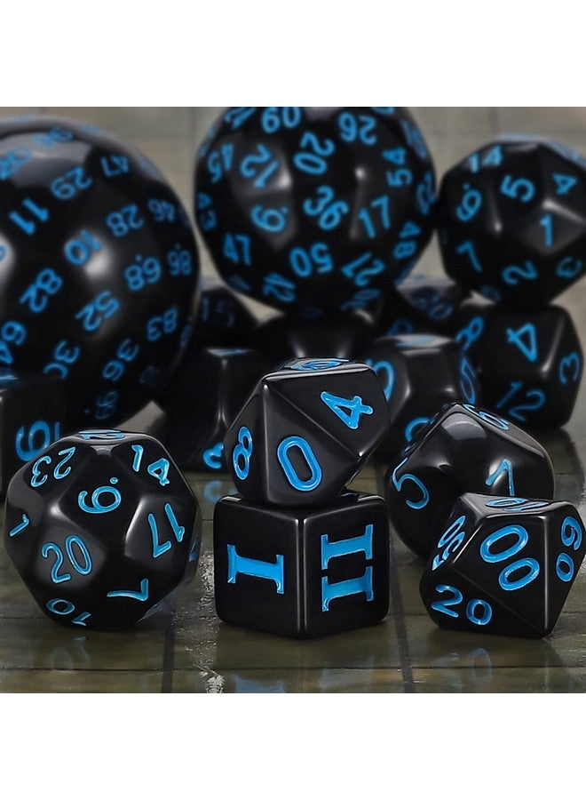 CiaraQ DND Polyhedral Dice Set (15pcs) D4-D100 Game Dice with Dice Bag for Dungeons and Dragons Role Playing Table Games (Black & Blue) - Image 5