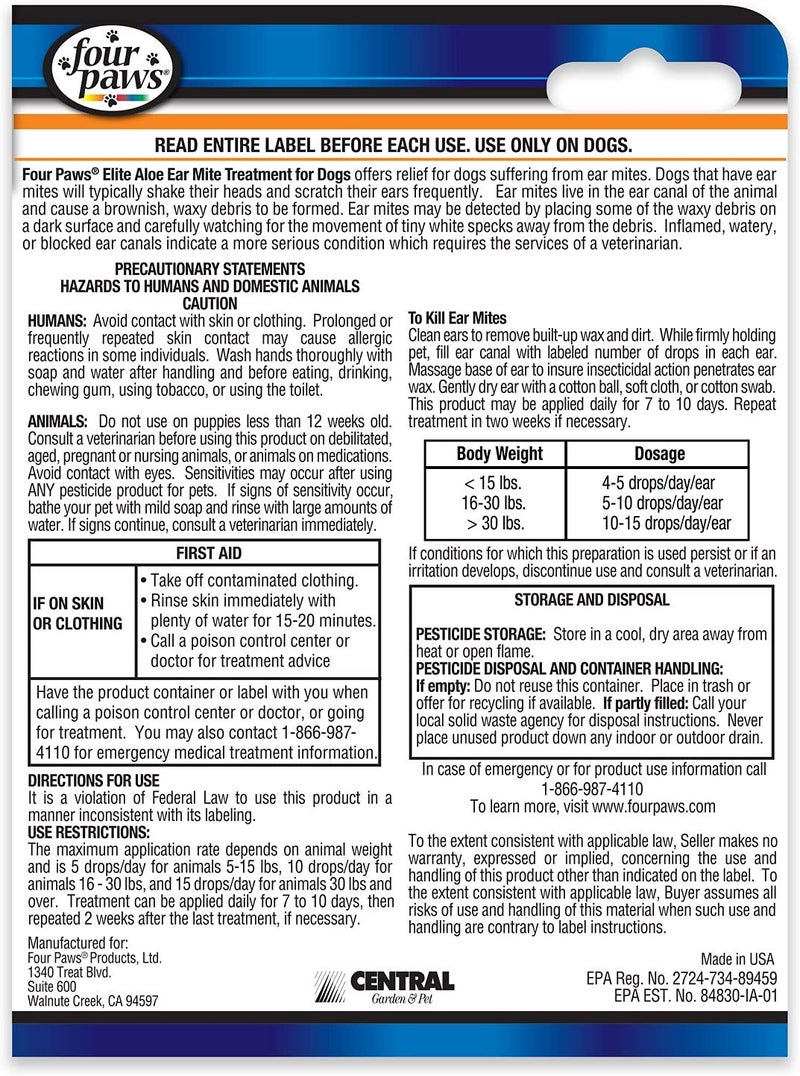 four paws Aloe Ear Mite Treatment For Dogs - Image 3