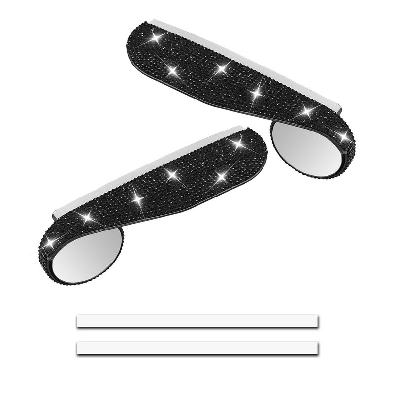 UHANBUT 2PCS Bling Car Side Mirror Rain Visor Guard Rhinestones Car Rear View Mirror Rain Eyebrows Rainproof Vehicle Side Mirrors Smoke Shade Cover Auto Decoration Accessory for Truck SUV Cars Black - Image 3
