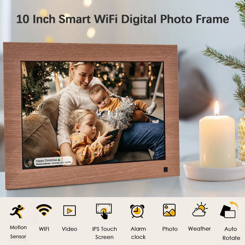 10 Inch WiFi Digital Photo Frame Smart Digital Picture Frame Wall Mountable 1280*800 IPS Touchscreen 16GB Storage Auto Rotation Motion Sensor Share Photos via APP with Backside Stand - Image 4