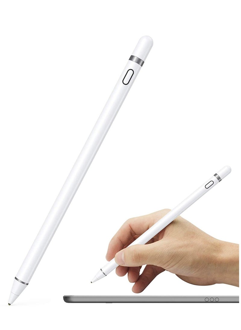 ELTRAZONE - Active Stylus Pen White/Black 1.45mm fine Tip for iPad Apple iPhone Samsung Tablets, on iOS and Android Capacitive Touchscreen, Take-Note Hand-Written Draw no lags Skipping,Rechargeable, - Image 1