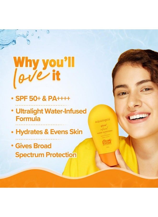 Aqualogica - Glow+ Nfused Water All Skin Type Sunscreen Spf 50+ Pa++++ With Papaya&Vitamin C Ultralight Water-Infused Formula Gives Glowing&Hydrated Skin Lightweight,Hydrating And No White Cast - 50G - Image 1