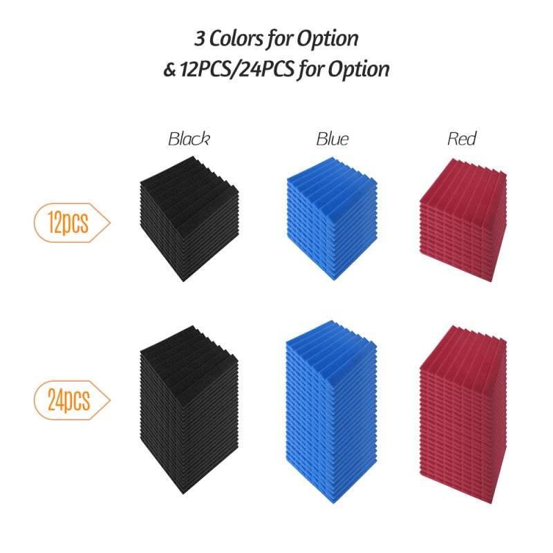 Soundproof Foam 24 Pack 1 Inch Red High-Density Eco-Friendly Fire-Retardant Acoustic Panels - Echo Reduction Studio Foam for Recording Studios - Image 3