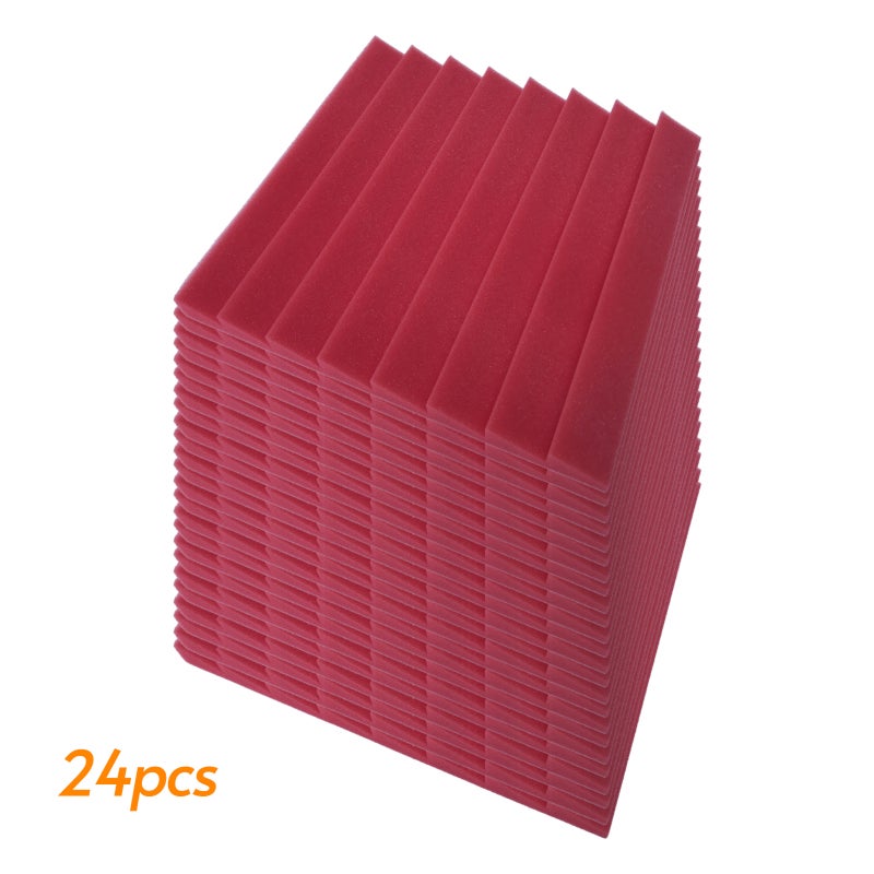 Soundproof Foam 24 Pack 1 Inch Red High-Density Eco-Friendly Fire-Retardant Acoustic Panels - Echo Reduction Studio Foam for Recording Studios - Image 1