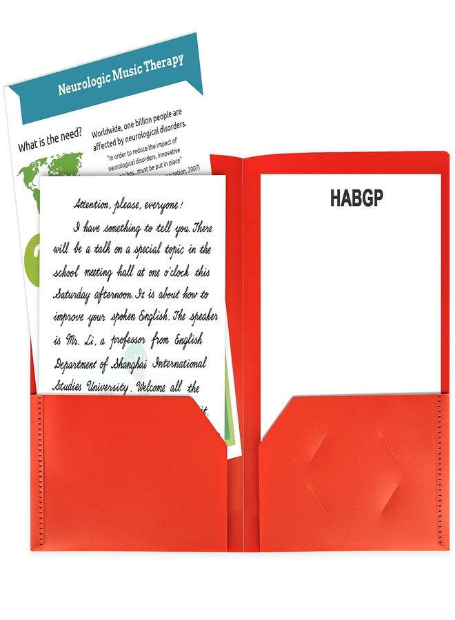 HABGP Plastic Folders with Pockets, 12 Color Heavy Duty Two Pocket Folder Business Card Holder for Office High School - Image 3