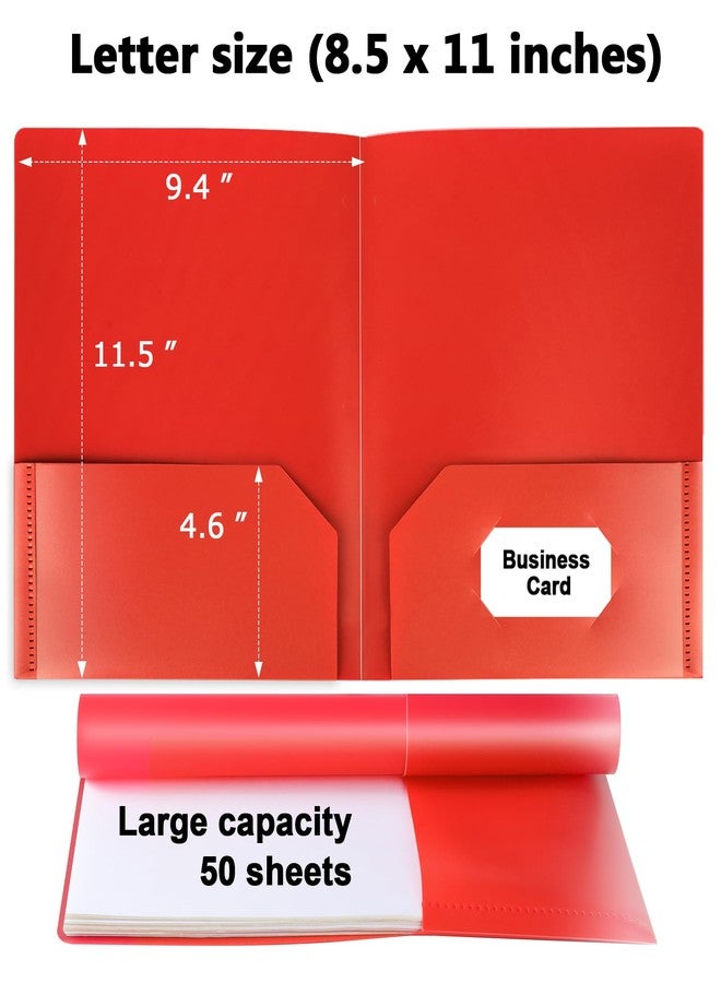 HABGP Plastic Folders with Pockets, 12 Color Heavy Duty Two Pocket Folder Business Card Holder for Office High School - Image 2