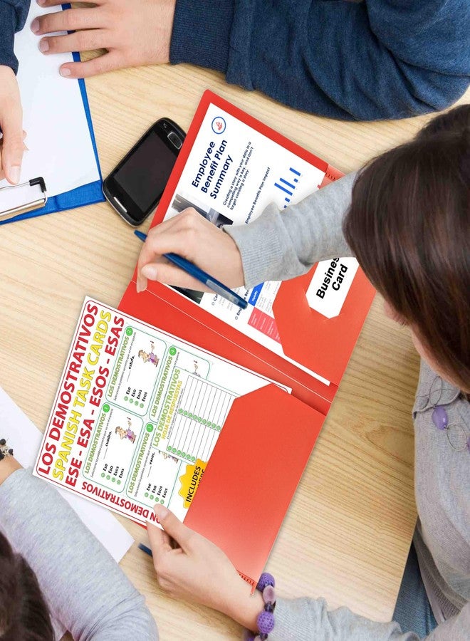 HABGP Plastic Folders with Pockets, 12 Color Heavy Duty Two Pocket Folder Business Card Holder for Office High School - Image 4