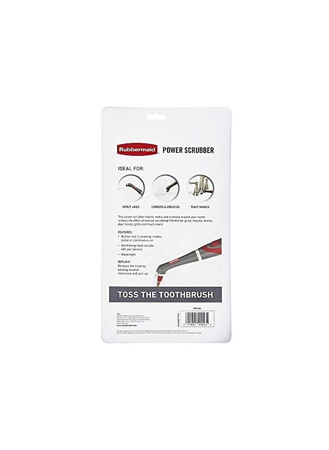 Rubbermaid - Reveal Power Scrubber and Grout Head for Household Cleaning, Gray/Red, Multi-Purpose Scrub Brush Cleaner for Grout/Tile/Bathroom/Shower/Bathtub, Water Resistant, Lightweight (2057486) - Image 1