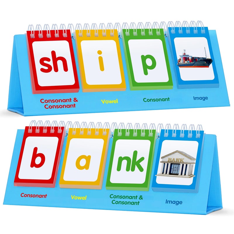 SpriteGru CVCC & CCVC Flip Charts, 40 Words Builder Phonic Games Freestanding Flip Chart Manipulative Spelling Toy Educational Learning Tool for Student Teacher School Supplies - Image 1