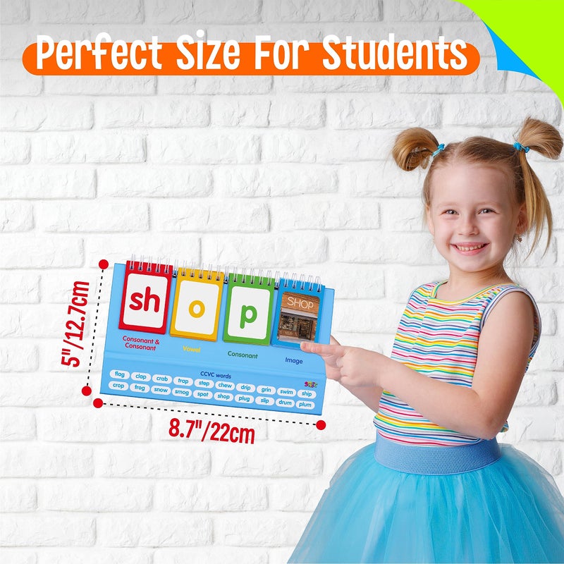 SpriteGru CVCC & CCVC Flip Charts, 40 Words Builder Phonic Games Freestanding Flip Chart Manipulative Spelling Toy Educational Learning Tool for Student Teacher School Supplies - Image 4