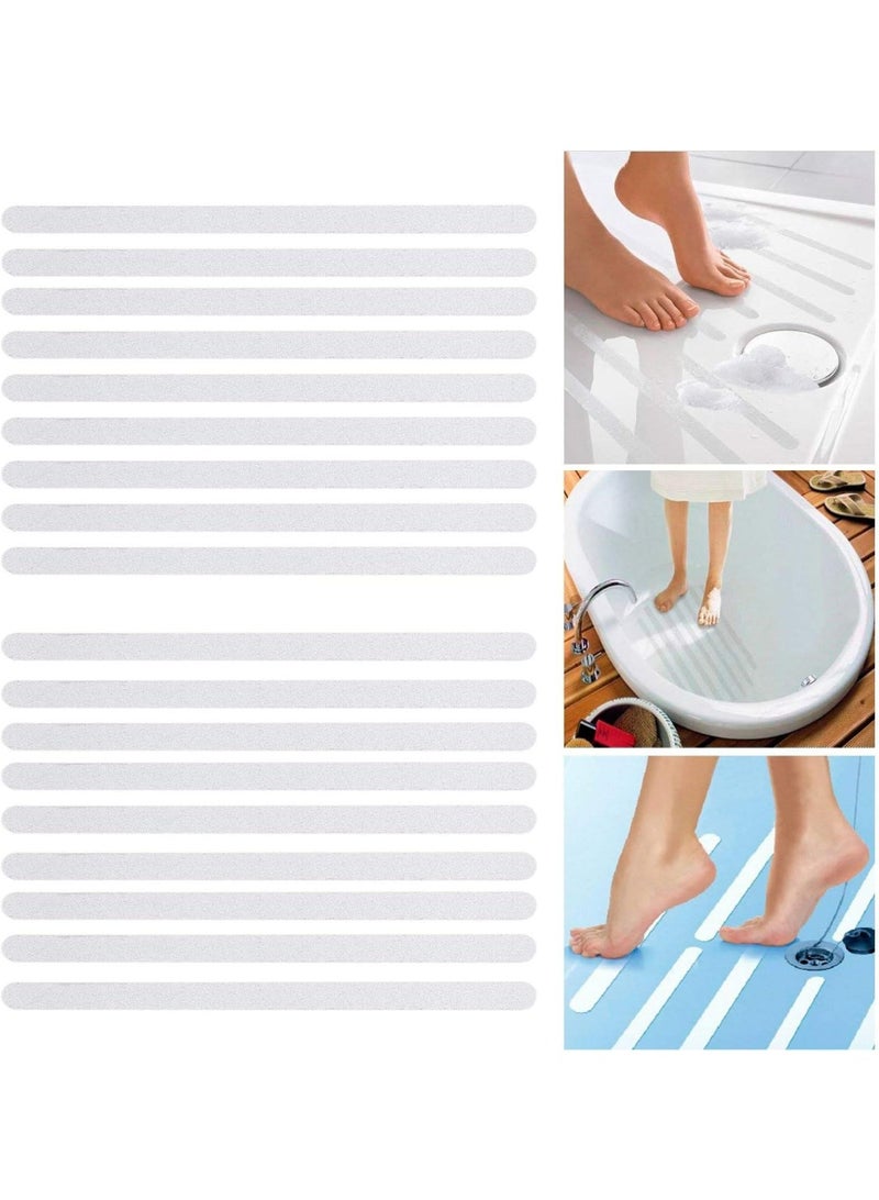 ملصقات حمام مانعة للانزلاق، 15 قطعة، شرائط أمان لدرجات الدش، ملصقات مانعة للانزلاق لحوض الاستحمام، شريط مانع للانزلاق للدش، حوض الاستحمام، والدرجات، شفاف - Image 1