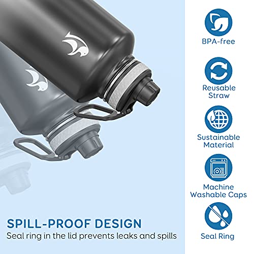 Coolflask Water Bottle 87 oz with Straw, 2/3 Gallon Insulated Stainless Steel 3 Lids Large Water Jug Wide Mouth for Sports or Office, Non-BPA Keep Cold Up to 48 Hrs or Hot Up to 24 Hrs, Piano Night - Image 4