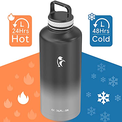 Coolflask Water Bottle 87 oz with Straw, 2/3 Gallon Insulated Stainless Steel 3 Lids Large Water Jug Wide Mouth for Sports or Office, Non-BPA Keep Cold Up to 48 Hrs or Hot Up to 24 Hrs, Piano Night - Image 3