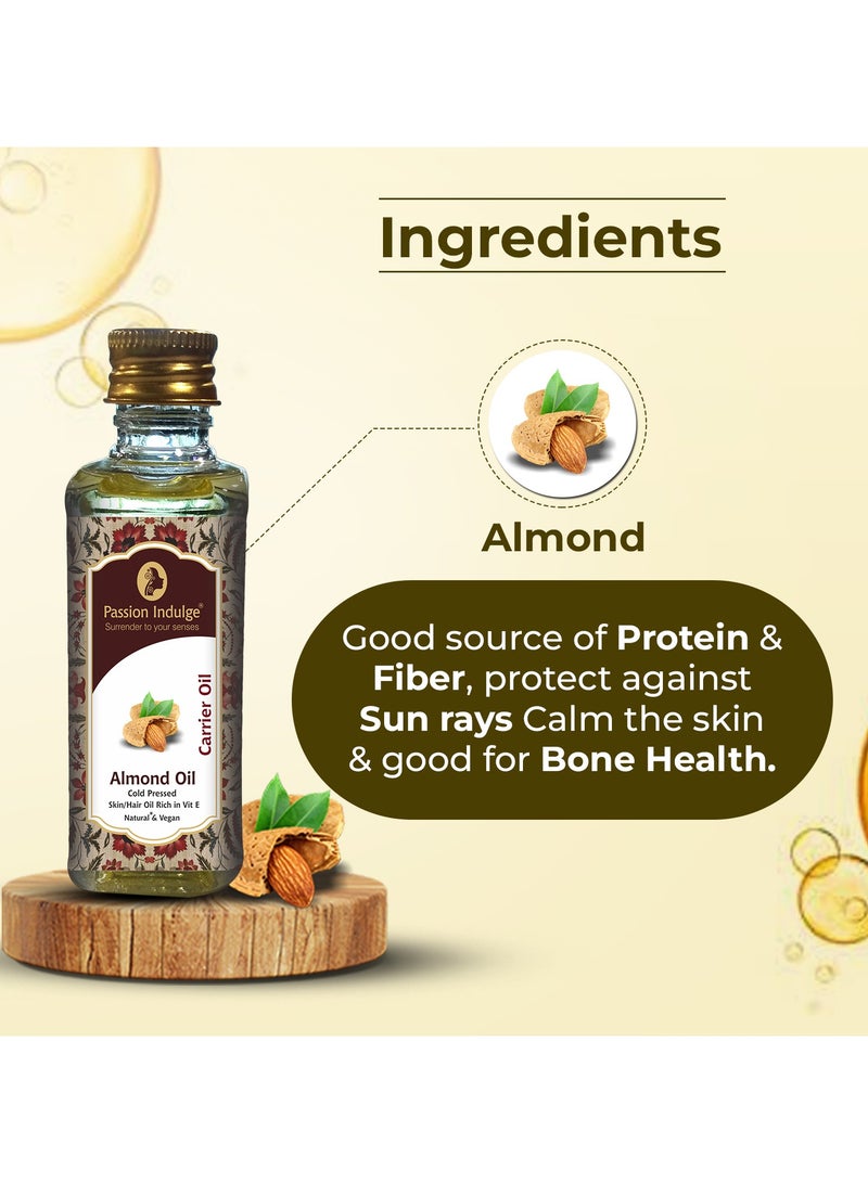 Passion Indulge Almond Oil for Dry Scalp & Dandruff | Cold-Pressed Badam Tail for Hair & Skin | Natural & Ayurvedic | 60ml - Image 3