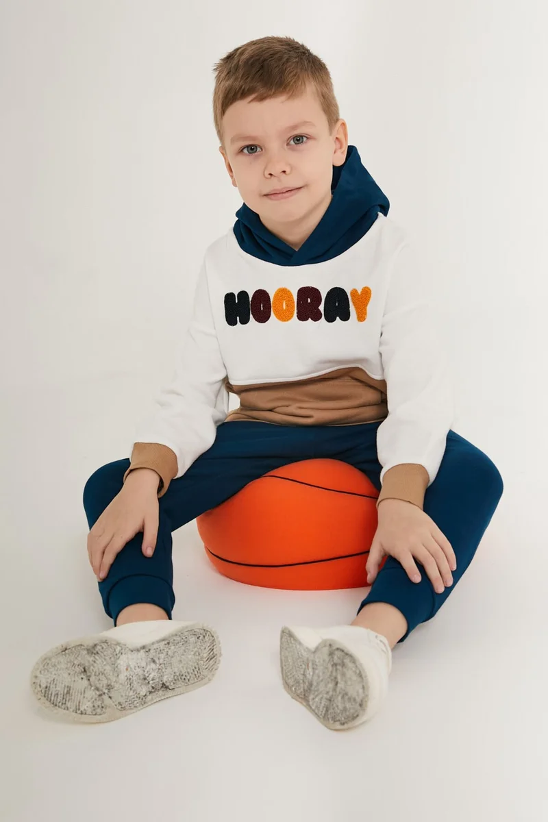 RolyPoly Hooray White Brown Boy's Tracksuit Set