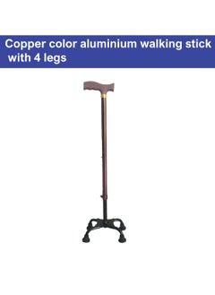 STARMED StarMed Copper Color 4 Leg Aluminium Walking Stick, Strong & comfortable base with 4 legs, Adjustable Height, walking assistance walker stick  - Image 2