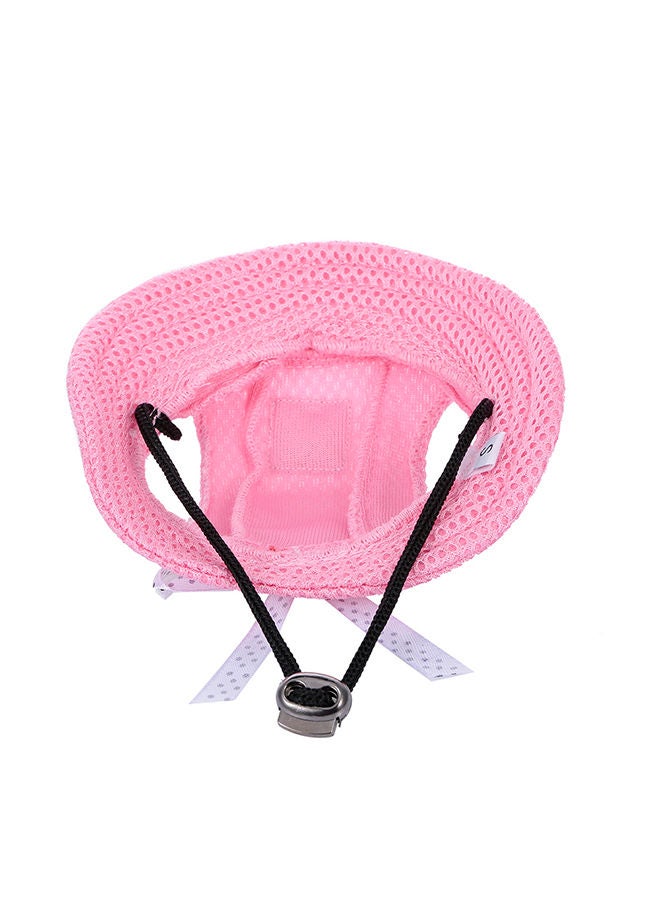 NIBEMINENT Canvas Round Brim Sun Hat With Ear Holes For Puppy Pink - Image 2