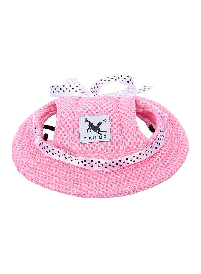 NIBEMINENT Canvas Round Brim Sun Hat With Ear Holes For Puppy Pink - Image 1