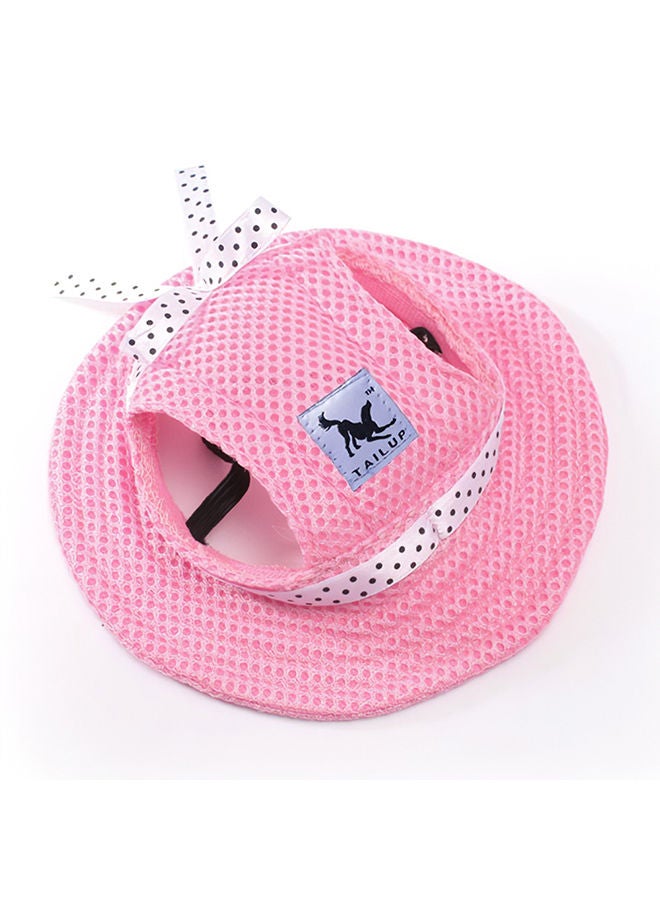 NIBEMINENT Canvas Round Brim Sun Hat With Ear Holes For Puppy Pink - Image 3