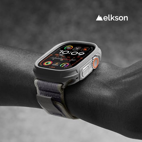 elkson for 49mm Apple Watch Ultra 3/2/1 Bumper Case with Screen Protector Tempered Glass, Quattro Max Series Rugged for iWatch, Military Grade Durable Protective Cover, Flexible Shockproof, Starlight - Image 4