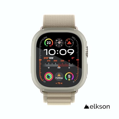 elkson for 49mm Apple Watch Ultra 3/2/1 Bumper Case with Screen Protector Tempered Glass, Quattro Max Series Rugged for iWatch, Military Grade Durable Protective Cover, Flexible Shockproof, Starlight - Image 5