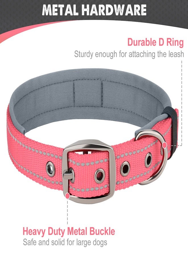 Joytale Dog Collar for Medium Dogs, Neoprene Padded and Adjustable, Reflective Wide Heavy Duty Pet Collars with Durable Metal Belt Buckle for Walking, Pink, M - Image 5