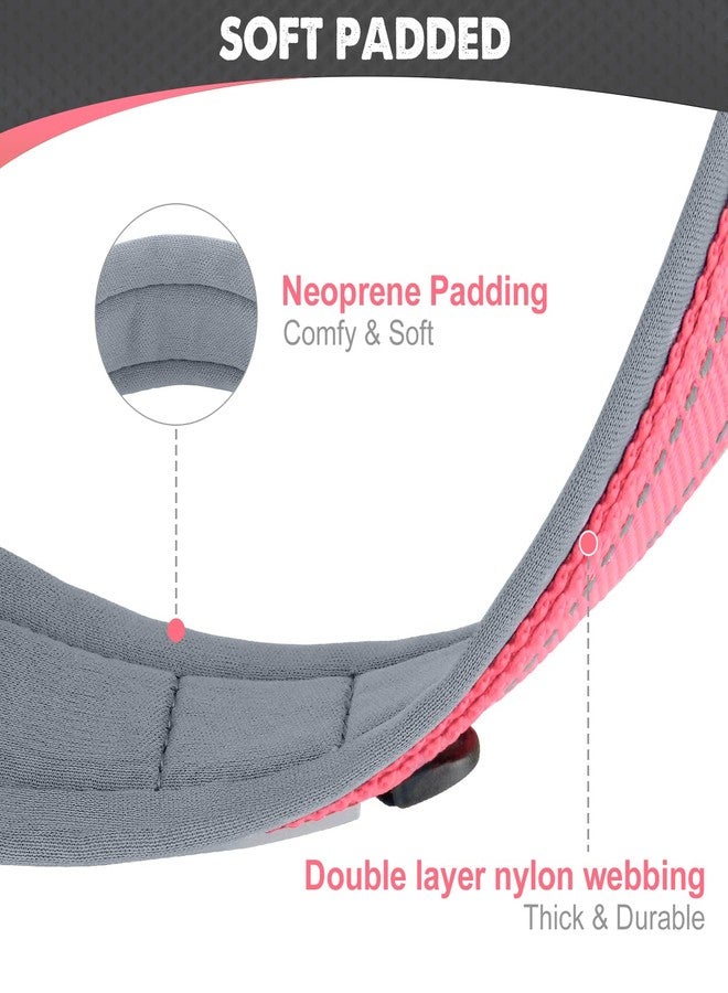 Joytale Dog Collar for Medium Dogs, Neoprene Padded and Adjustable, Reflective Wide Heavy Duty Pet Collars with Durable Metal Belt Buckle for Walking, Pink, M - Image 2