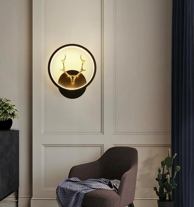 kinis Polyvinyl Chloride Deer Horn LED Wall Lamp for Wall/Led Wall Light for Living Room/Led Wall Scone to décor Your Home/Living Room/Bedroom, Round, (3 Color in One) Yellow, White and Natural White - Image 4