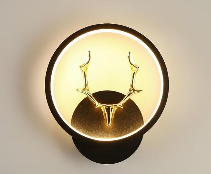 kinis Polyvinyl Chloride Deer Horn LED Wall Lamp for Wall/Led Wall Light for Living Room/Led Wall Scone to décor Your Home/Living Room/Bedroom, Round, (3 Color in One) Yellow, White and Natural White - Image 1