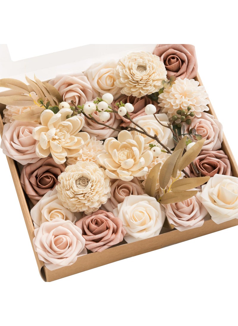 Ling's moment Lings moment Natural Dusty Rose Artificial Flowers Combo for DIY Wedding Bouquets Centerpieces Arrangements Party Baby Shower Home Decorations 