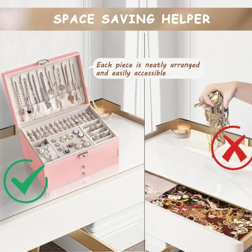 Sprqcart Jewelry Box for Women Girls 3 Layer PU Leather Organizer Storage Case with Compartments for Earrings Rings Bracelets, Necklaces, Watches | Travel Display Box Gift Idea - Image 5