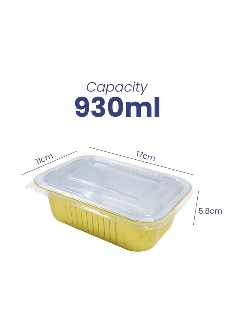 إس إن إتش باكينج SNH Packing عبوة من 40 حاوية فويل ألمنيوم للاستعمال مرة واحدة مع أغطية – صواني خبز كبيرة بلون ذهبي – صواني قصدير قوية لتخزين الطعام، الخَبز والطهي – سعة 930 مل (عبوة من 40 قطعة) - Image 2