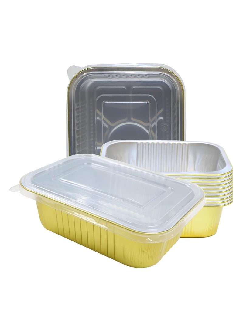 إس إن إتش باكينج SNH Packing عبوة من 40 حاوية فويل ألمنيوم للاستعمال مرة واحدة مع أغطية – صواني خبز كبيرة بلون ذهبي – صواني قصدير قوية لتخزين الطعام، الخَبز والطهي – سعة 930 مل (عبوة من 40 قطعة) - Image 3