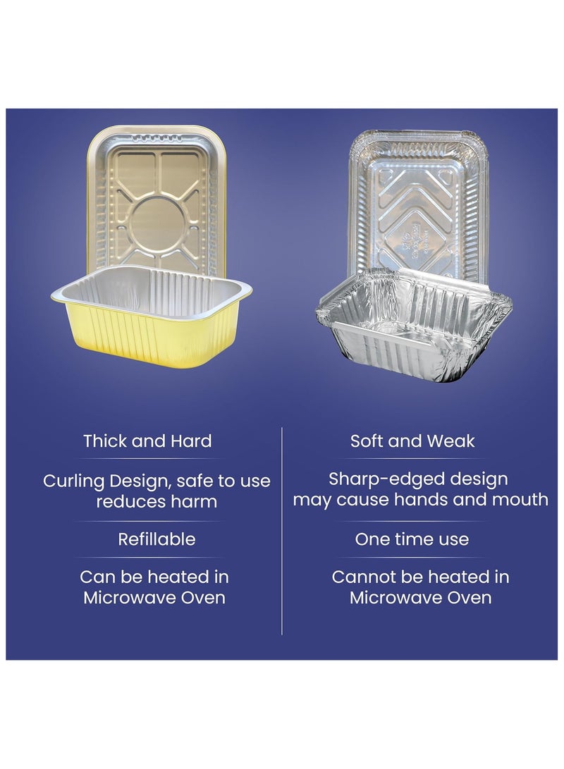 إس إن إتش باكينج SNH Packing عبوة من 40 حاوية فويل ألمنيوم للاستعمال مرة واحدة مع أغطية – صواني خبز كبيرة بلون ذهبي – صواني قصدير قوية لتخزين الطعام، الخَبز والطهي – سعة 930 مل (عبوة من 40 قطعة) - Image 5