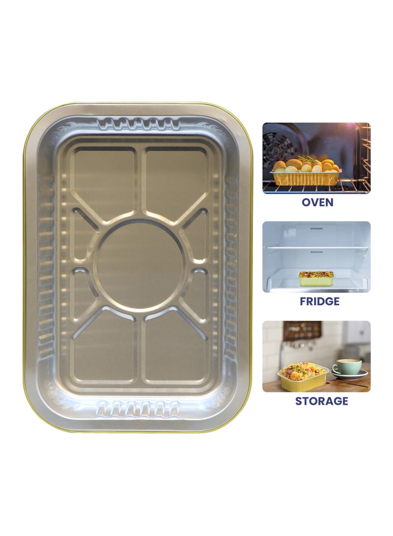 إس إن إتش باكينج SNH Packing عبوة من 40 حاوية فويل ألمنيوم للاستعمال مرة واحدة مع أغطية – صواني خبز كبيرة بلون ذهبي – صواني قصدير قوية لتخزين الطعام، الخَبز والطهي – سعة 930 مل (عبوة من 40 قطعة) - Image 4