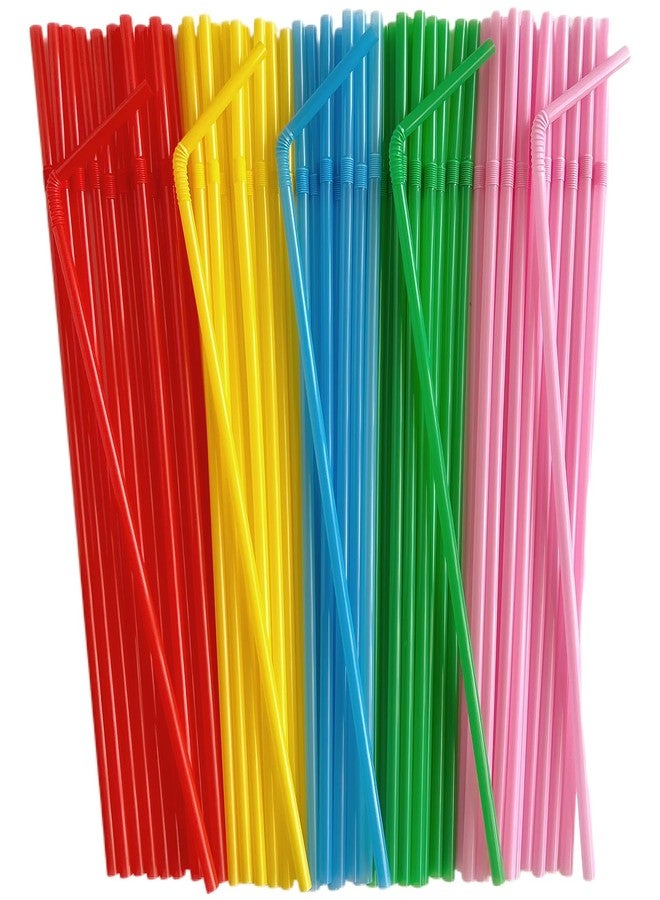 YAOSHENG Comfy Package [200 Count] Flexible Plastic Drinking Straws - Disposable Drinking Straws - 9.44" High - Assorted Colors (200, Colored straw) - Image 1