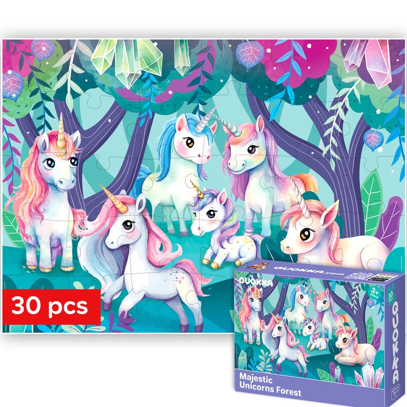 QUOKKA 30 Pieces Solo Assortment Puzzles for Kids Ages 3-6 | Toy for Fun Activity Unicorn for 3-6 Year Old | Jigsaw Unicorn Game Gift for Boy and Girl - Image 1