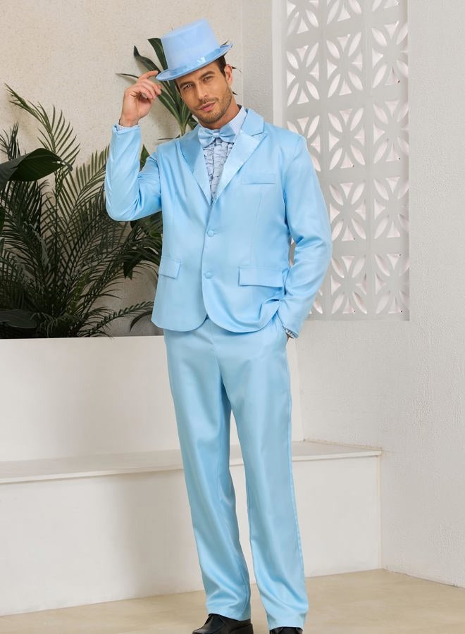 JQAKFIY Harry And Lloyd Mens Custome Dumber Orange Dumb Blue 80s90s Movie Tuxedo Top Hat Bow Tie Halloween Cosplay Outfit, Blue, 3XL - Image 3