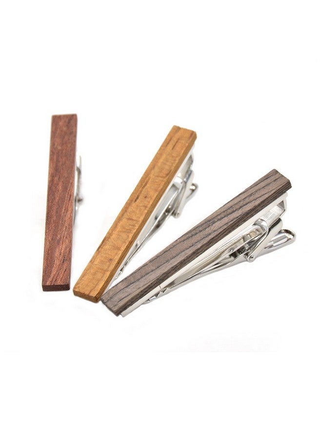 Merit Ocean Smart Men'S Wood Tie Clips For Men 3 Pcs Natural Tie Bar 2.1 Inch In Gift Box - Image 2