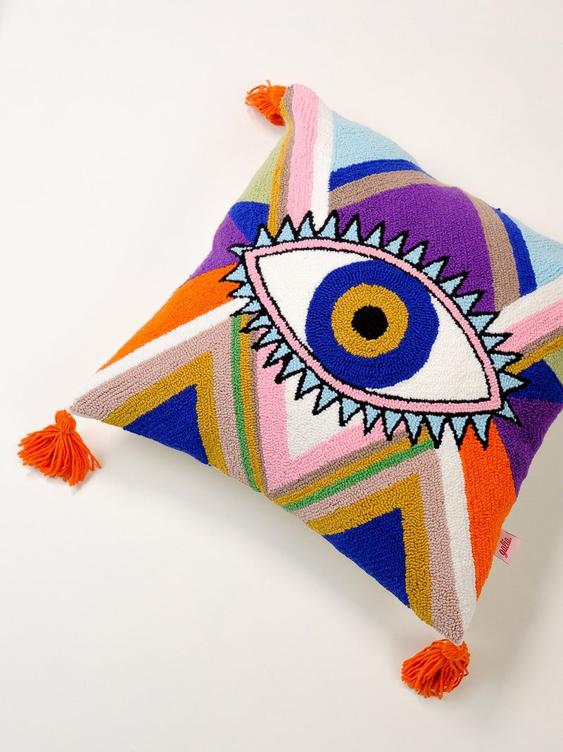 Galia Tasarım Special Design Eye Punch Cushion Cover / Purple-Orange  - Image 3