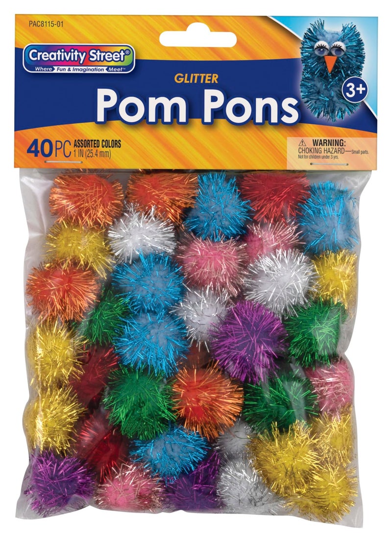 Creativity Street CHENILLE KRAFT 1 INCH GLITTER POMS - 40 PACK - Image 3