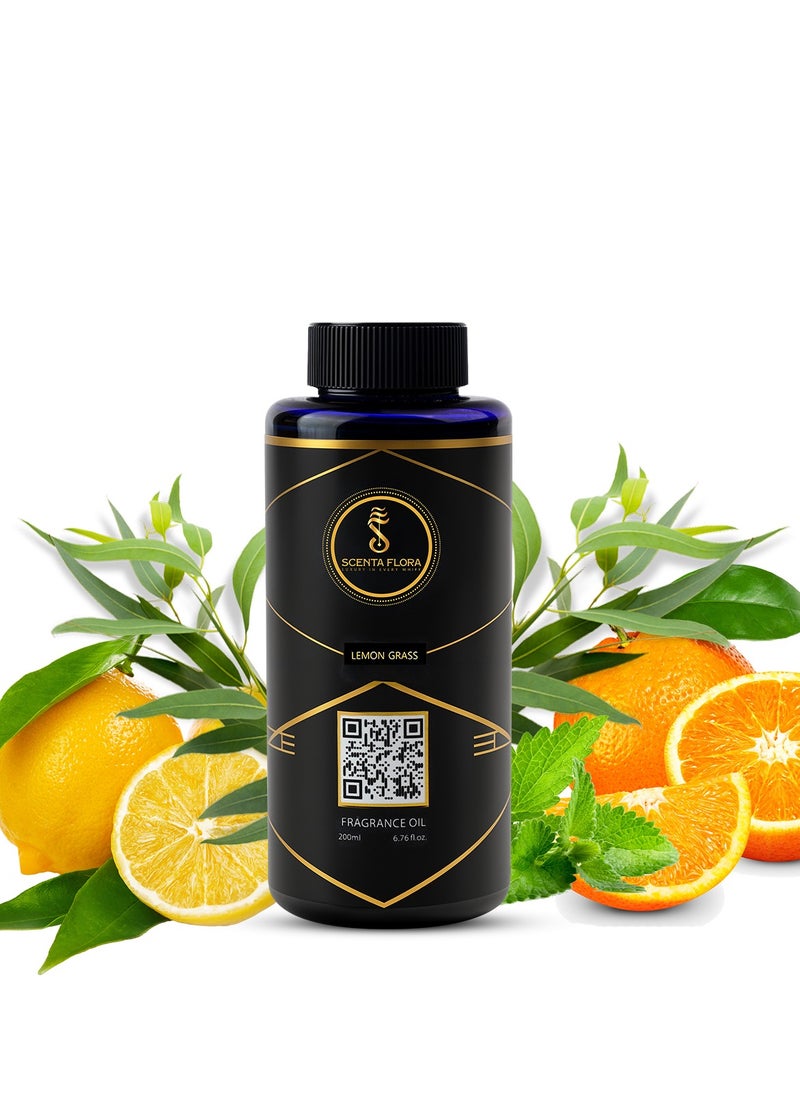 Scenta Flora - Lemon Grass - Diffuser Aroma Oil - Soothing, Healing, and Relaxing Fragrance for Scent Diffusers - Aromatherapy (200 ml) - Image 1