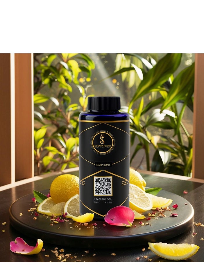 Scenta Flora - Lemon Grass - Diffuser Aroma Oil - Soothing, Healing, and Relaxing Fragrance for Scent Diffusers - Aromatherapy (200 ml) - Image 1