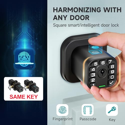 Richelock Fingerprint Door knob, Smart Biometric Door Lock with Keypad, Keyless Entry Code Door Knob, Waterproof & Weatherproof , Auto Lock ,Voice Navigation, For Bedroom, Gate,Office - Image 2