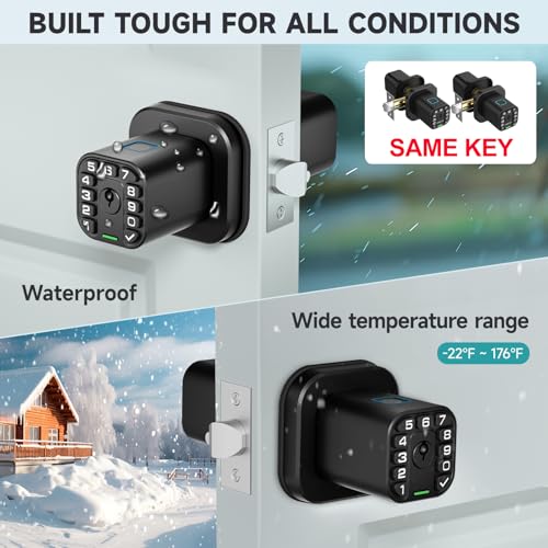 Richelock Fingerprint Door knob, Smart Biometric Door Lock with Keypad, Keyless Entry Code Door Knob, Waterproof & Weatherproof , Auto Lock ,Voice Navigation, For Bedroom, Gate,Office - Image 4