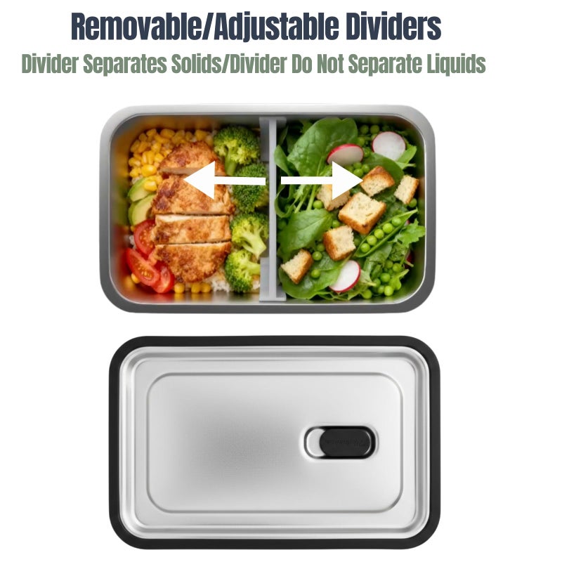 Modaniam Stainless Steel Lunch Box Containers, Stainless Steel Bento Box Adult, Metal Lunch Box, Leak proof Lunch Containers,Vanilla, 42 OZ - Image 2