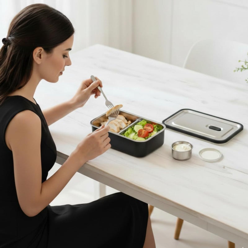 Modaniam Stainless Steel Lunch Box Containers, Stainless Steel Bento Box Adult, Metal Lunch Box, Leak proof Lunch Containers,Vanilla, 42 OZ - Image 3
