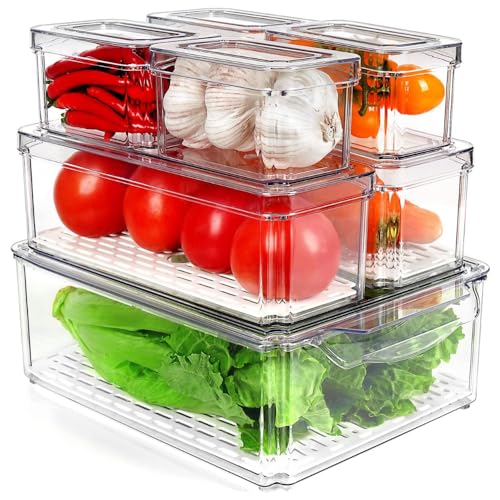 HouseWarming Fridge Storage Boxes Set of 7 - Fridge Storage Containers, Stackable & BPA Safe Container for Kitchen Storage Set, Kitchen Storage Organizer, Vegetable Storage Box - Image 1